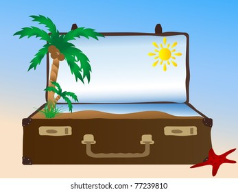 Sea in the retro suitcase
