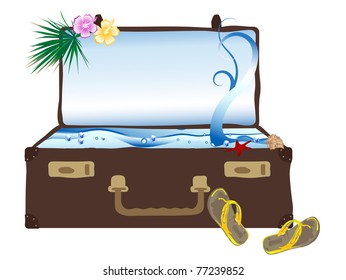 Sea in the retro suitcase
