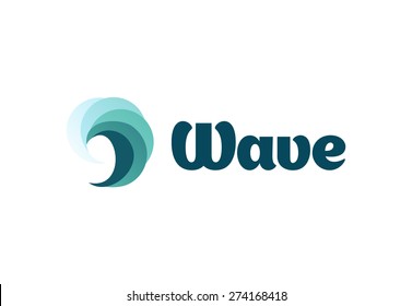 Sea or river ninth wave. Storm and tempest. Harmonious vector logo. The water of the ocean. 