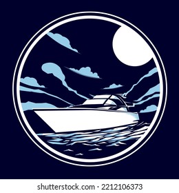 Sea or river ship, flat icon. Sea and river vehicles