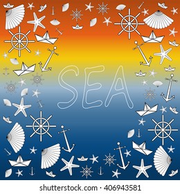 Sea round frame. Vector illustration