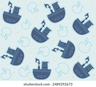 sea ​​anchor sail and ship vector children's pattern . Great as a textile print, party invitation or packaging.