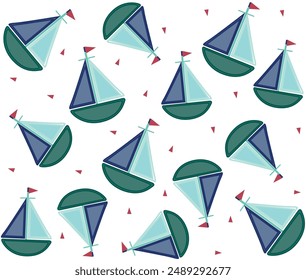 sea ​​anchor sail and ship vector children's pattern . Great as a textile print, party invitation or packaging.