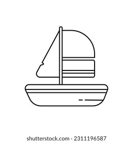 Sea Sailboat Line Icon Illustration