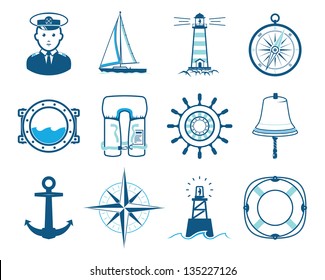 Sea Sailing icons set