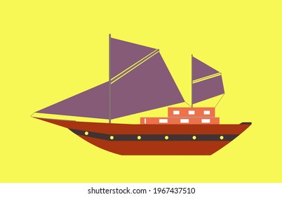 Sea ​​ship sailing in the ocean illustration images, vectors, best for icons, and wallpapers