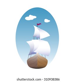 sea sailing yacht, vector illustration