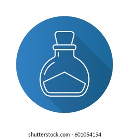 Sea salt flat linear long shadow icon. Magic potion. Spa salon sea salt bottle. Vector line symbol