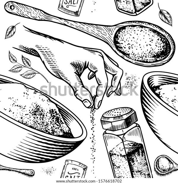 Sea Salt Seamless Pattern Glass Bottles Stock Vector (Royalty Free ...