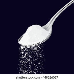 Sea Salt In Spoon On Black Background 