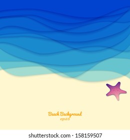 Sea, sand and a starfish - vector illustration for summer cruise