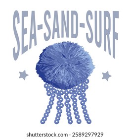 SEA SAND SURF SLOGANS GRAPHİC 