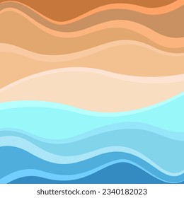 El mar y la arena son fondo de marea ondulada, el concepto de viajes vacacionales costeros es relajante. Ilustración vectorial.