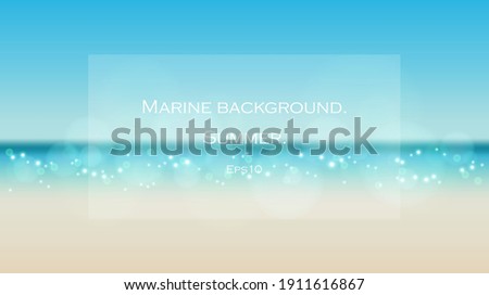 sea sandy beach. foamy sea waves splashing on sandy coast.  Sea Summer Background.Sky Sunset. Ocean With Sun. Eps10