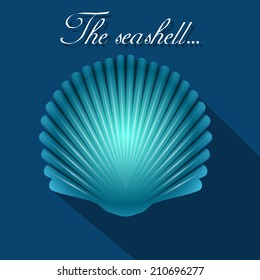 Sea Scallop Seashell Blue Icon. Vector. EPS