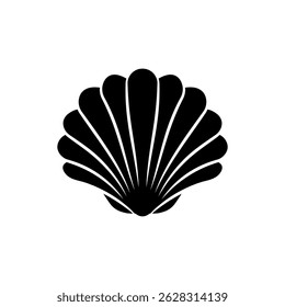 Sea scallops solid black vector icon. For any platform action promotion and advertising mockup. Isolated symbol sign used for: mobile, app, design, web, dev, ui, ux, gui. EPS 10. For your project. 