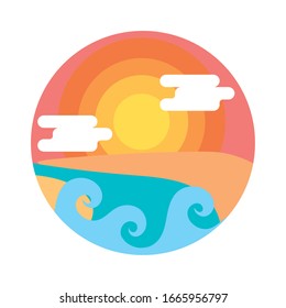 sea scape scene flat style icon vector illustration design