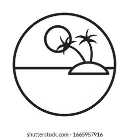 sea scape scene with palms line style icon vector illustration design