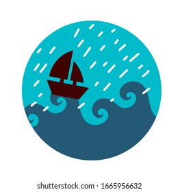 sea scape scene with sailboat flat style icon vector illustration design