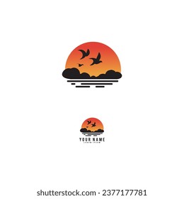 Logo-Design der Meereslandschaft, Vektorgrafik