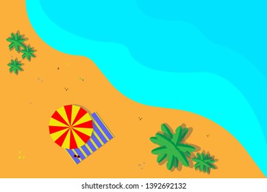 Sea scenery, nature, beautiful, summer vector illustration