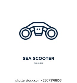 sea scooter icon from summer collection. Thin linear sea scooter, sea, boat outline icon isolated on white background. Line vector sea scooter sign, symbol for web and mobile