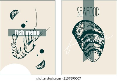 sea ​​menu. seafood restaurant. seafood covers