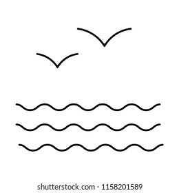 Sea and seagull icon.