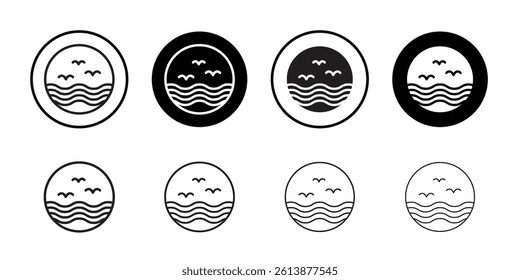 Sea with seagull icon Isolated flat vector in outline