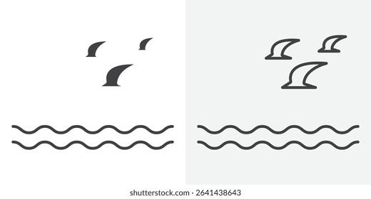 Sea with seagull icon Line graphics illustration