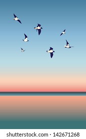 The sea and seagulls