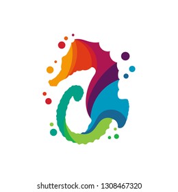 Sea Seahorse Ocean Underwater Life logo Illustration