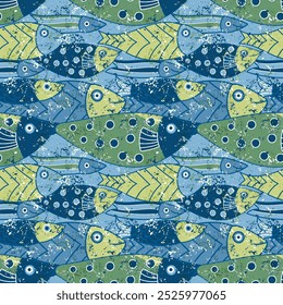 Sea ​​fish. Seamless background for fabrics, textiles, packaging and wallpaper. Vector illustration
