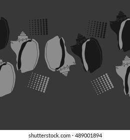 Sea seamless horizontal pattern, shells, halftone .