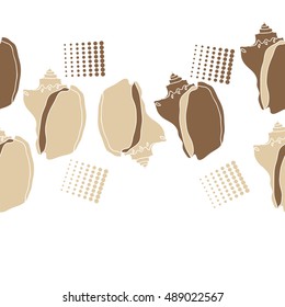 Sea seamless horizontal pattern, shells, halftone . 
