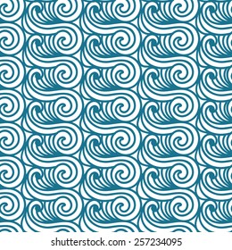 Sea Seamless Pattern. Abstract asian waves background.