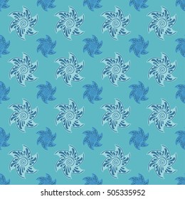 Sea seamless pattern blue background. Vector illustration Abstract sea hand drawn.