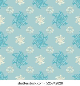 Sea seamless pattern blue background. Vector illustration Abstract sea hand drawn.