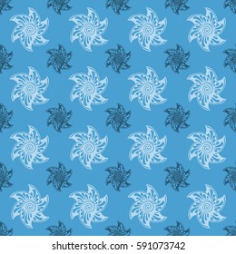 Sea seamless pattern blue background.