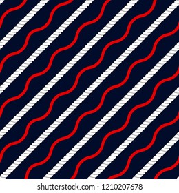 Sea seamless pattern with colorful stripes and ropes.Summer vector geometric background.Textile texture