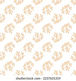 Sea seamless pattern with corals, on a white background. Background with corals . Flat colorful vector illustration. 