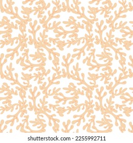 Sea seamless pattern with corals, on a white background. Background with corals . Flat colorful vector illustration. 
