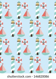 sea seamless pattern design. vector illustration