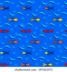 Sea seamless pattern with fishes of different colors eps8