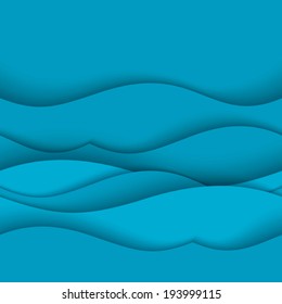 Sea seamless pattern with paper waves. Vector background. 