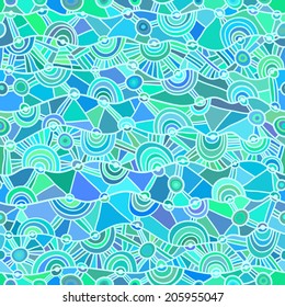 Sea seamless pattern in retro style, vector.