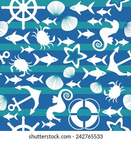 Sea seamless pattern with strips