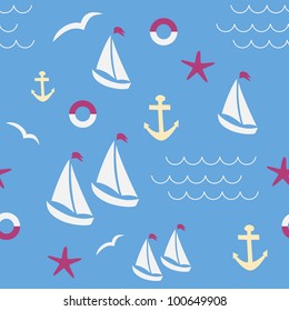 Sea seamless pattern. Vector.