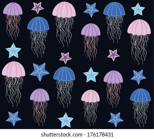 Sea seamless pattern Vector eps10