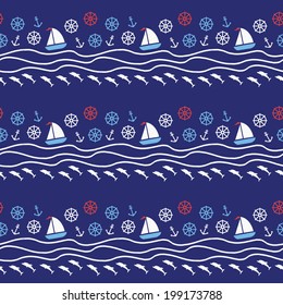 Sea seamless pattern. Vector illustration. 